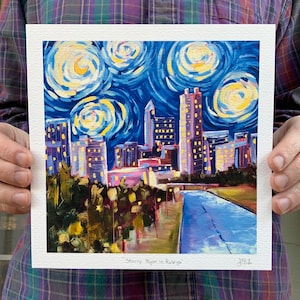 Starry Night Raleigh Print: Signed Archival Oil Painting