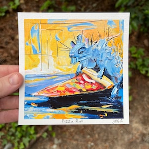 Pizza Rat Art Print: Colorful Watercolor Giclee Folk Art