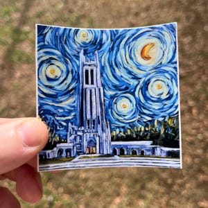 Duke Chapel starry night Durham NC stickers for laptop, cars waterbottle North Carolina vinyl waterproof dishwasher safe college gift