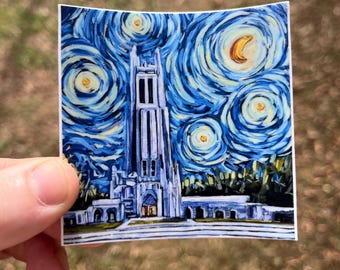 Duke Chapel Starry Night Vinyl Sticker - Durham NC Waterproof Decal