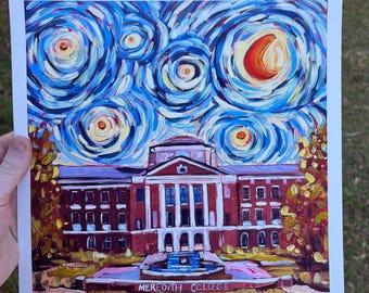 Meredith College Starry Night Print: Raleigh NC Archival Art