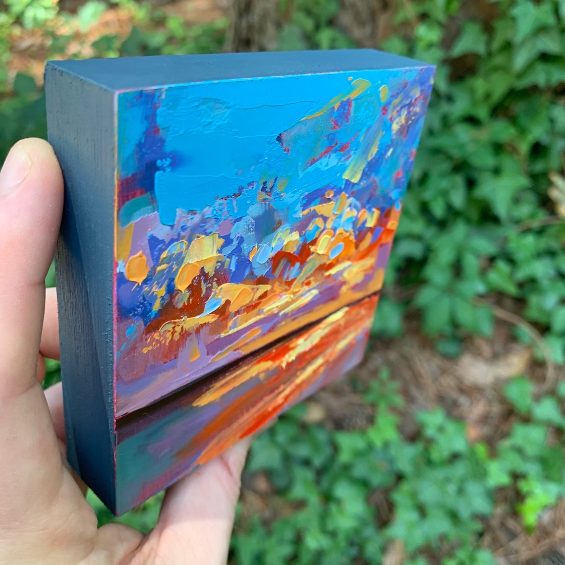 4x4 Pintura al óleo original Pintura abstracta playa al | Etsy