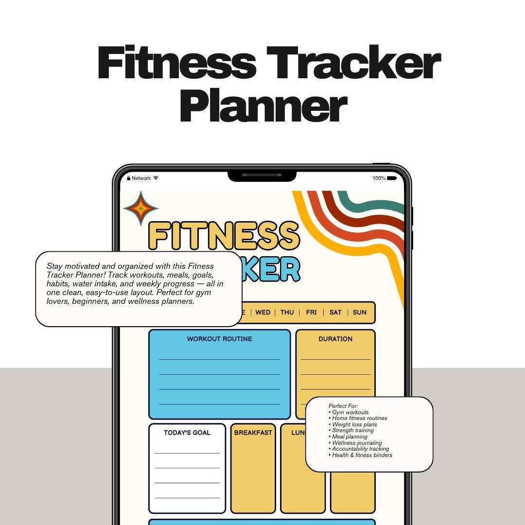 Fitness Tracker Planner | Exercise & Workout Log PDF PNG | Health ...