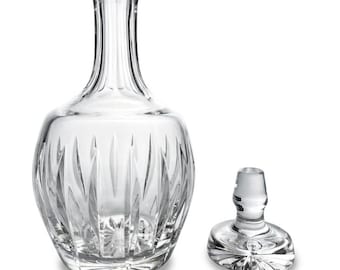 Decantador de cristal tallado vintage con tapón, estilo Webb Corbett.