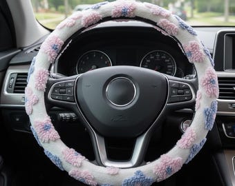 Coprivolante in jacquard floreale, comodo accessorio per auto