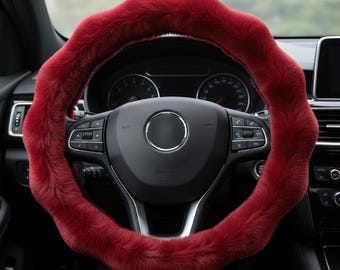 Coprivolante in pelliccia sintetica soffice, accessorio di peluche per auto