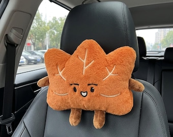 Maple Leaf Car Neck Pillow: Plush Headrest Cushion, Fall Auto Accessory, Long Drive Support
