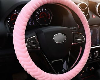 Coprivolante intrecciato in peluche: accessorio auto caldo e soffice per l'inverno (36 cm, 38 cm, 39 cm)