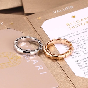 Enkel ring i ormben för kvinnor, S925 silverpläterad roséguldring, utsökta smycken, present till fru