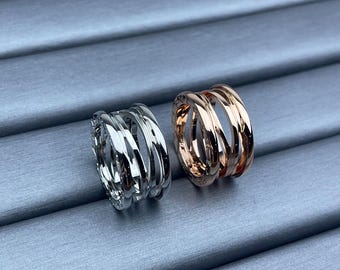 Anillo calado para mujer, anillo minimalista de oro rosa chapado en plata S925, regalo para amigas, joyería fina.