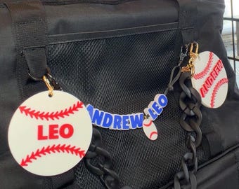Colgante personalizado para bolsa de béisbol / Etiqueta deportiva con nombre personalizado / Regalo para mamás beisboleras / Artículos de equipo / Accesorio para la bolsa del banquillo / Regalo deportivo para niños