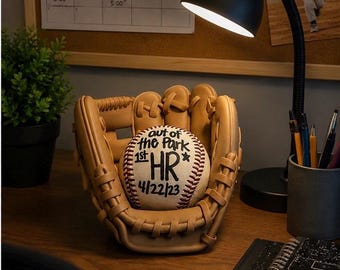BASEBALL BALL HOLDER | 3D Printed Baseball Glove Display | Baseball Keepsake Holder | Sports Room Decor | Gift for Baseball Player
