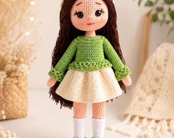 Ręcznie robiona na szydełku lalka amigurumi, śliczna dekoracja pokoju dziecięcego, miękki pluszowy prezent dla dziewczynek, prezent na urodziny i baby shower