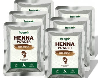 Freegrin Natürliche Henna Pulver Haarfarbe - Dunkelbraun | Geschmacklos | Grau Bedeckung | 100g