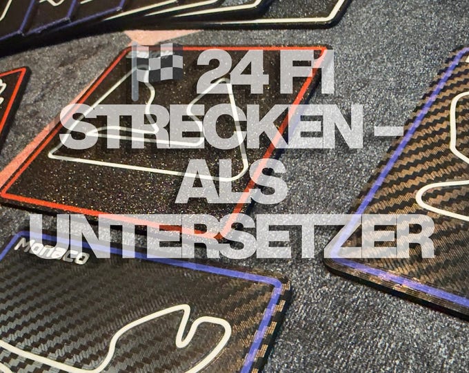 F1 Coaster Set with Holder | Race Track Coaster Carbon Look | Formula 1 Gift | Monza Monaco Spa and more | Motorsport Decor