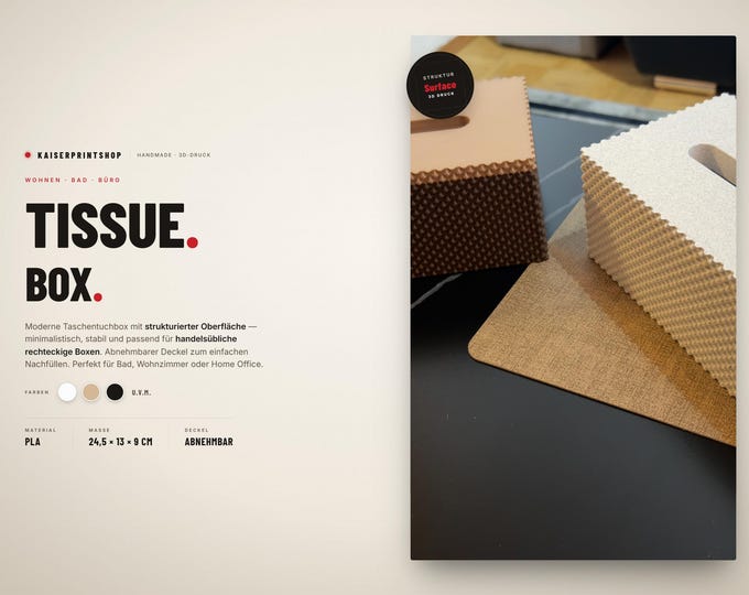 Housewarming gift: 3D printed tissue box | Japandi-style marble-look tissue box | Scandinavian bathroom decor | Minimalist home accessory