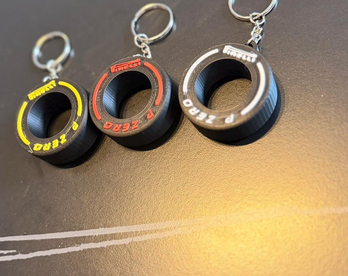 P ZERO Tire Keychain | Soft Medium Hard Tire Compound | Motorsport Keychain | Formula 1 Gift | 3D Printed Keyring