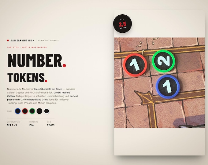 Dungeon Master Gift Set of Numbered Tokens | Initiative Markers | TTRPG Combat Tokens | Pen and Paper Accessories