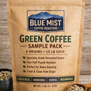 Green Coffee Sample Pack – 4 Origins - One half lb Each - Unroasted Coffee Beans - Home Roasting Variety Set - Specialty Grade