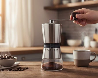 Adjustable stainless steel conical ceramic burr hand mill portable coffee grinder