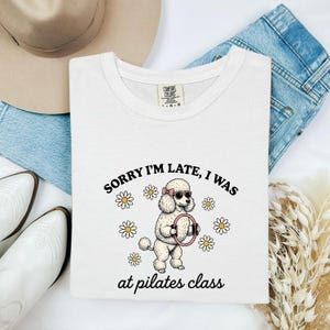 Poodle Workout Shirt Pilates Puppy Fan Gift Women Animated Tee Dog Exercise T-Shirt Fitness Enthusiast Cartoon Tshirt Dog Graphic Classic