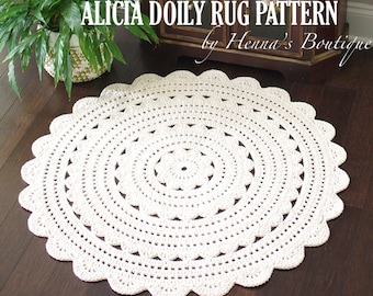 Crochet Doily Rug Pattern - "ALICIA" 35 inch rug - PDF