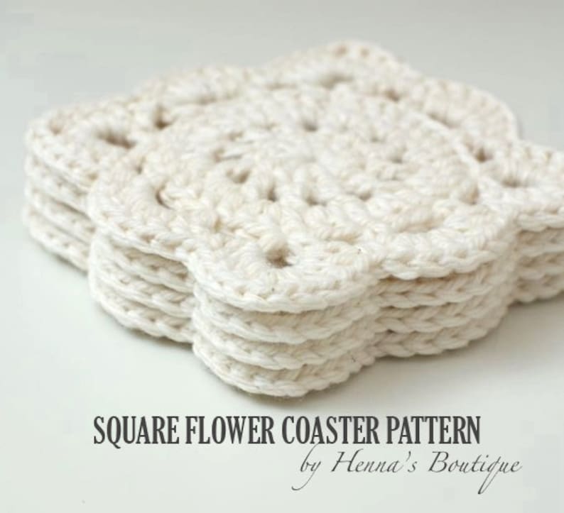 Crochet Coaster Pattern Square Flower Coasters PDF Etsy