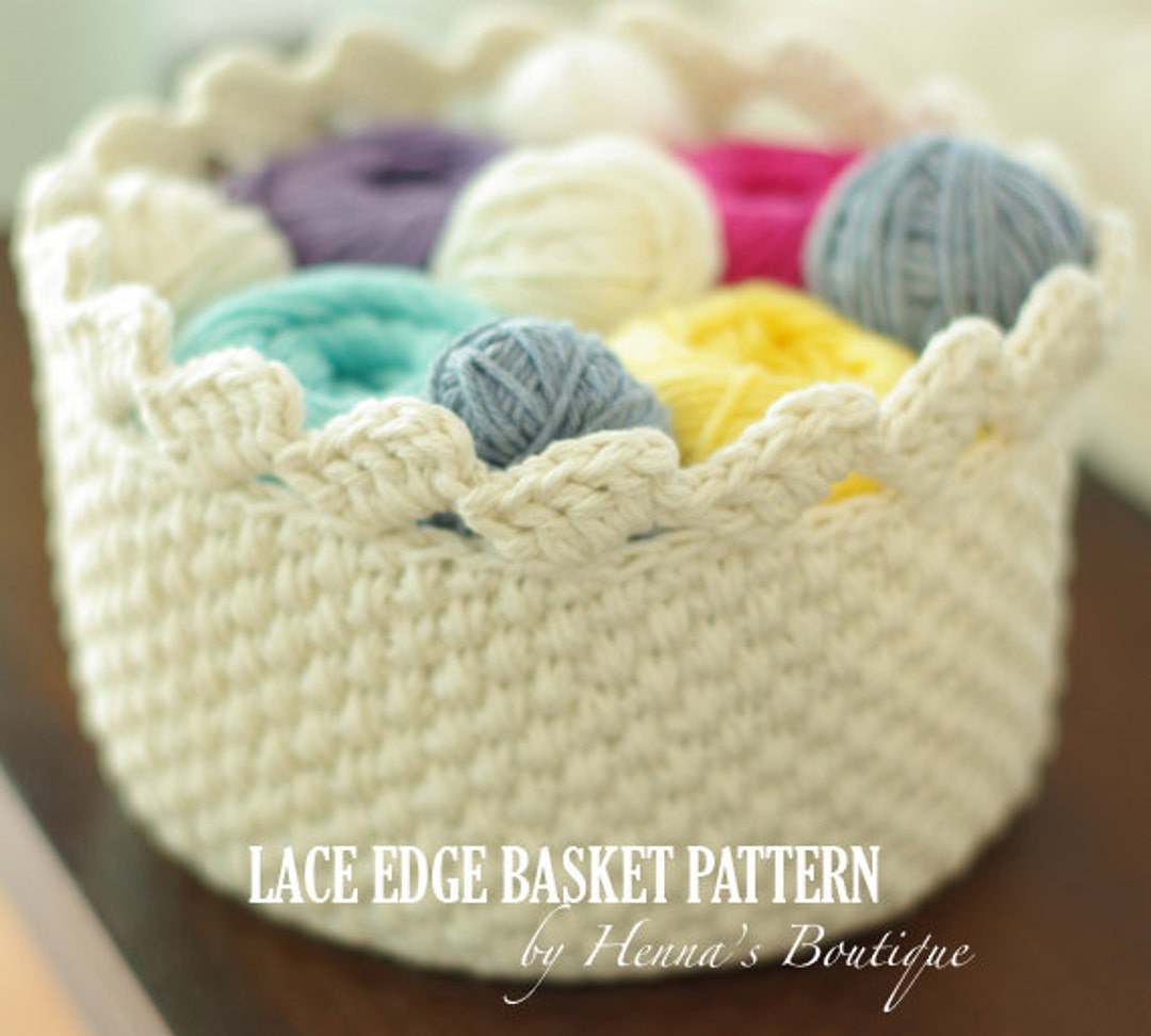 Crochet Basket Pattern - Round Lace Edge Basket - PDF - Etsy