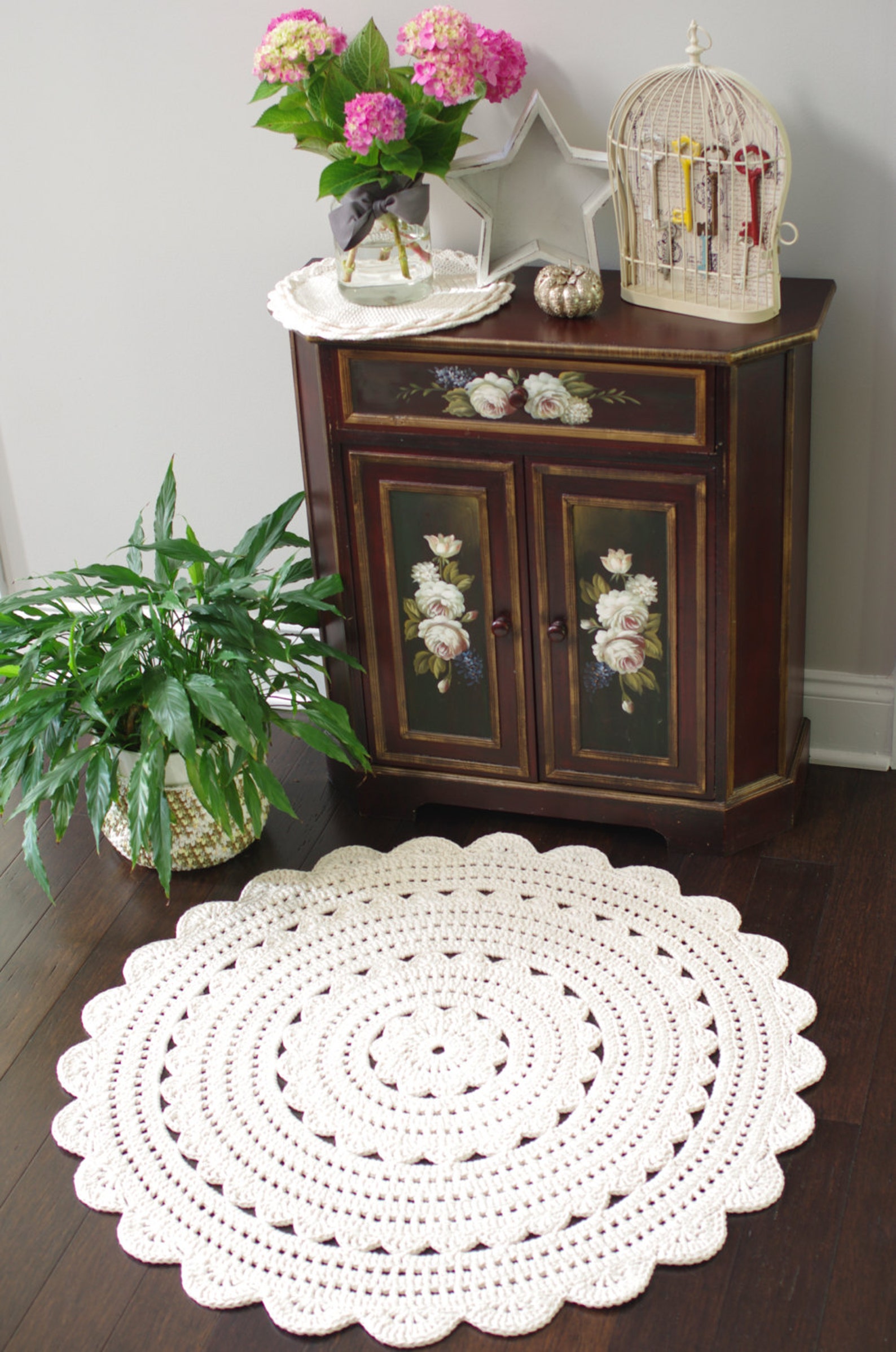 Crochet Doily Rug Pattern ALICIA 35 inch rug Etsy