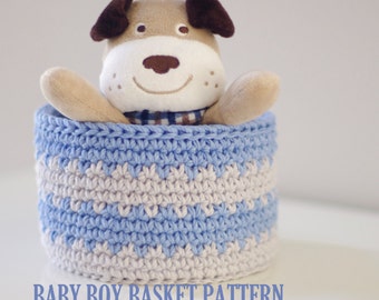 Crochet Basket Pattern - Baby Boy Basket - PDF