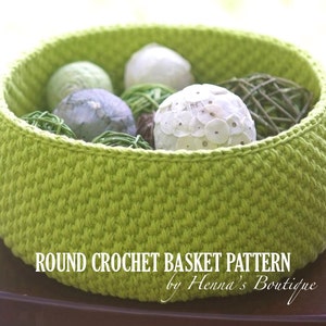 Crochet Basket Pattern - Round Crochet Basket - Medium - PDF