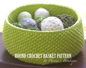 Crochet Basket Pattern - Round Crochet Basket - Medium - PDF