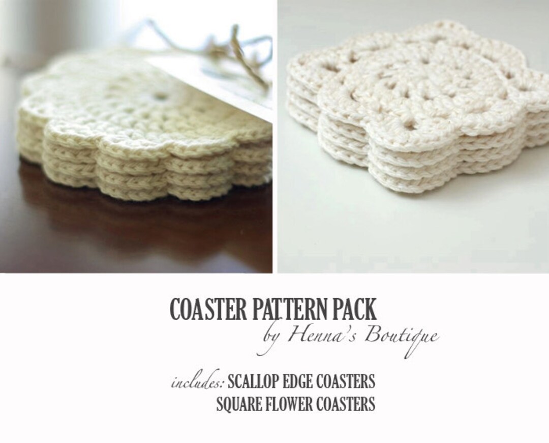 Free Printable Coaster Patterns.pdf Crochet Coaster Pattern Pack - 2 Crochet Coasters - PDF - Etsy