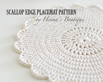 Crochet Placemat Pattern - Scallop Edge Placemats - PDF