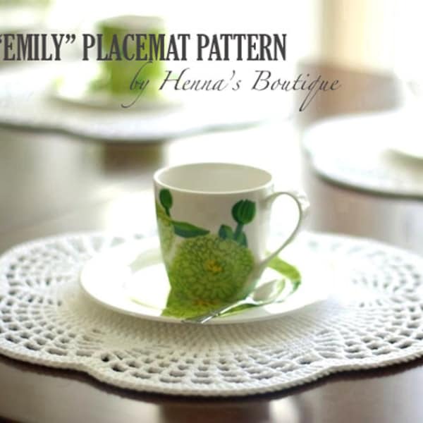 Crochet Placemat Pattern - "EMILY" Placemats - PDF