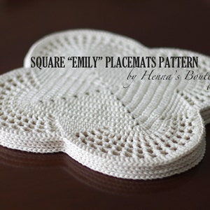 Crochet Placemat Pattern - Square "EMILY" Placemats - PDF