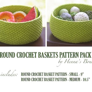 Crochet Basket Pattern Pack - Round Crochet Baskets - PDF