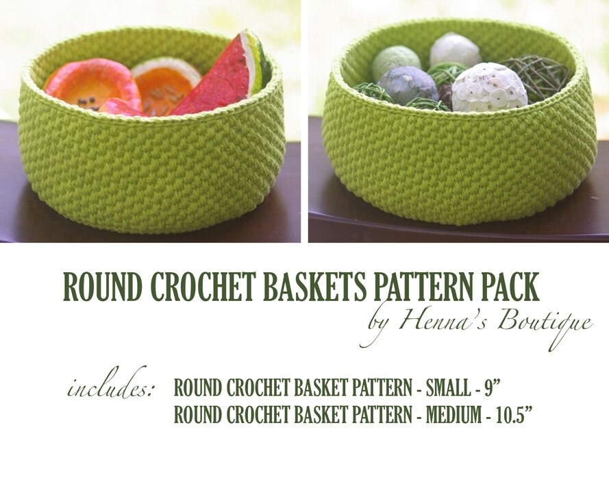 Crochet Basket Pattern Pack - Round Crochet Baskets - PDF - Etsy