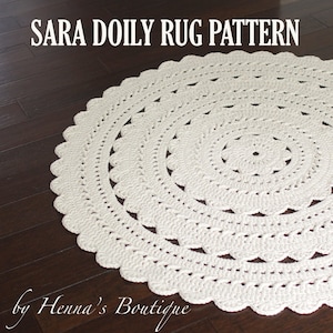 Crochet Doily Rug Pattern - "SARA" 37 inch rug - PDF