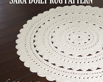 Crochet Doily Rug Pattern - "SARA" 37 inch rug - PDF