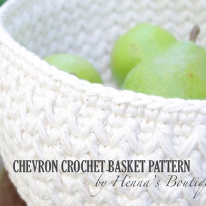 Crochet Basket Pattern - Chevron Crochet Basket - PDF
