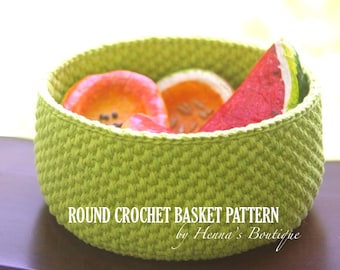 Crochet Basket Pattern - Round Crochet Basket - Size Small - PDF