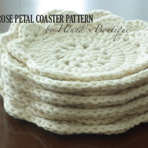 Crochet Coaster Pattern - Rose Petal Coasters - PDF