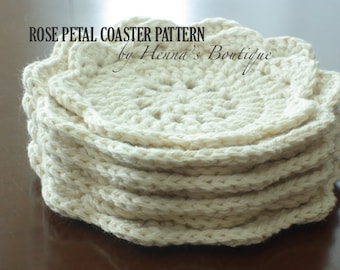 Crochet Coaster Pattern - Rose Petal Coasters - PDF