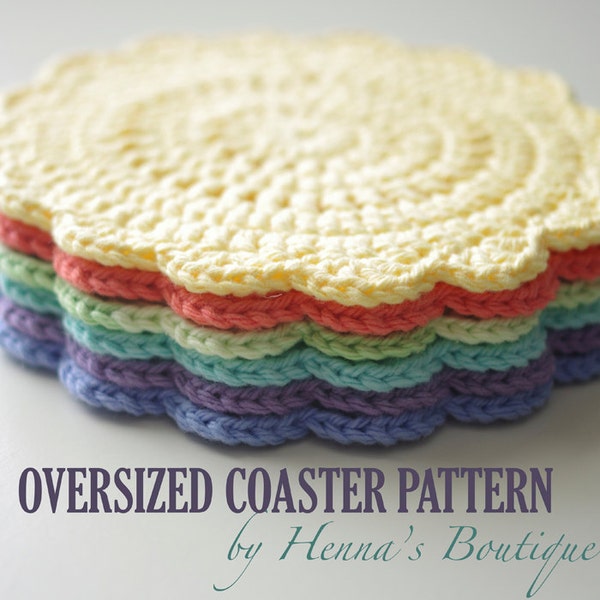 Crochet Coaster Pattern - Oversized Coaster - PDF