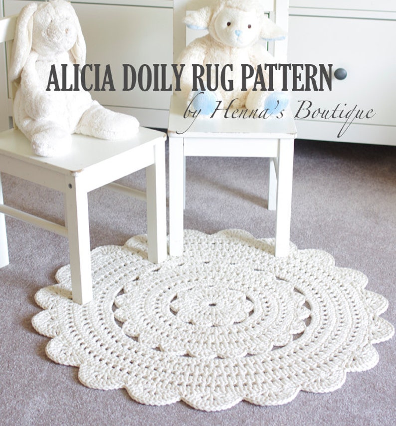 Crochet Doily Rug Pattern ALICIA 28 inch rug PDF image 1