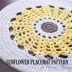 Crochet Placemat Pattern - Sunflower Placemat - PDF