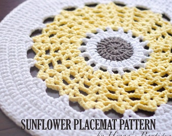 Crochet Placemat Pattern - Sunflower Placemat - PDF