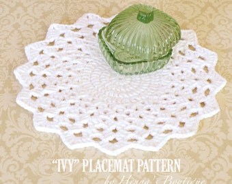Crochet Placemat Pattern - Round IVY Placemats - PDF