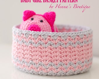 Crochet Basket Pattern - Baby Girl Basket - PDF